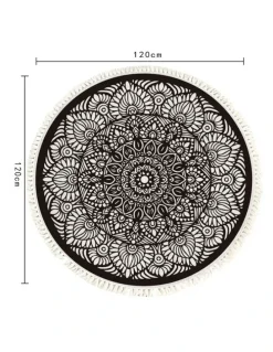 Soga International SOGA 2X 120cm Modern Ethnic Mandala Rug with Tassels