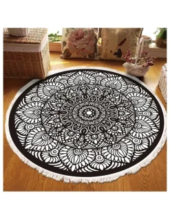 Soga International SOGA 2X 120cm Modern Ethnic Mandala Rug with Tassels