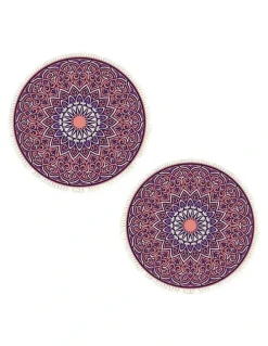 Soga International SOGA 2X 90cm Purple Mandala Round Non-Slip Area Rug