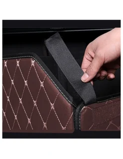 Soga International SOGA 2X Large Foldable Leather Car Boot Trunk Cargo Organizer Storage Box Coffee/Gold