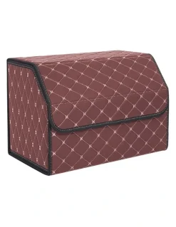 Soga International SOGA 2X Large Foldable Leather Car Boot Trunk Cargo Organizer Storage Box Coffee/Gold