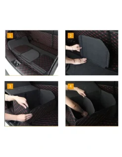 Soga International SOGA 2X Large Foldable Car Boot Storage Organisers Black Red Stitch