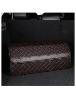 Soga International SOGA 2X Large Foldable Car Boot Storage Organisers Black Red Stitch