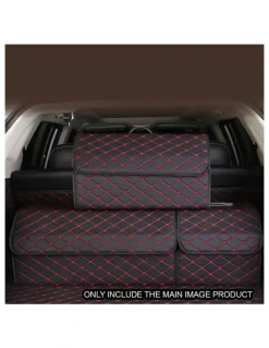 Soga International SOGA 2X Large Foldable Car Boot Storage Organisers Black Red Stitch