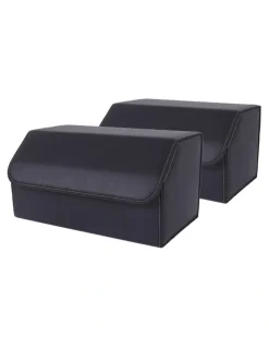 Soga International SOGA 2X Large Foldable Car Boot Storage Organisers Black