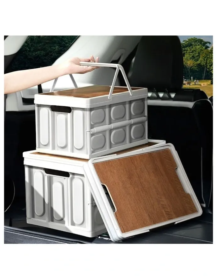 Soga International SOGA 2X 55L Foldable Storage Crates White with Handle Camping Boxes