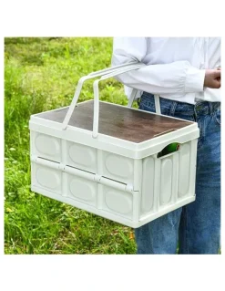 Soga International SOGA 2X 55L Foldable Storage Crates White with Handle Camping Boxes