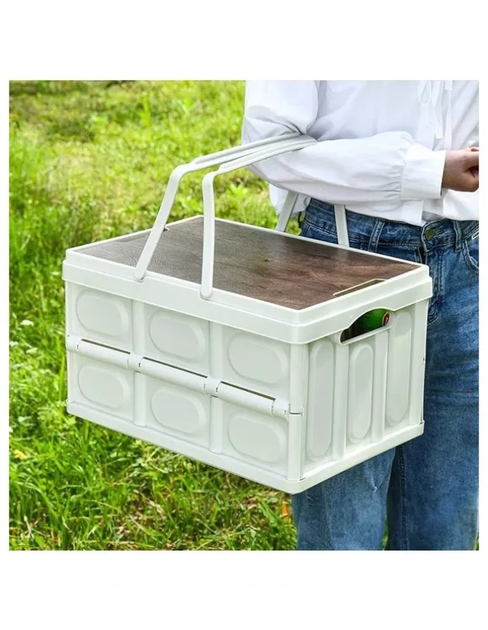 Soga International SOGA 2X 55L Foldable Storage Crates White with Handle Camping Boxes