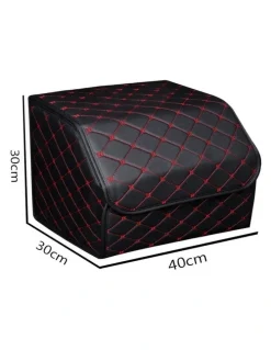 Soga International SOGA 2X Medium Foldable Car Boot Storage Organisers Black Red Stitch