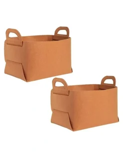 Soga International SOGA 2X Medium Coffee Felt Storage Bag Foldable Organiser with Handles