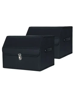 Soga International SOGA 2X Small Foldable Car Boot Storage Organisers Black with Lock
