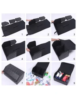 Soga International SOGA 2X Small Foldable Car Boot Storage Organisers Black Gold Stitch
