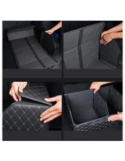 Soga International SOGA 2X Small Foldable Car Boot Storage Organisers Black Gold Stitch