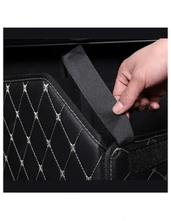 Soga International SOGA 2X Small Foldable Car Boot Storage Organisers Black Gold Stitch