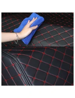 Soga International SOGA 2X Small Foldable Car Boot Storage Organisers Black Red Stitch