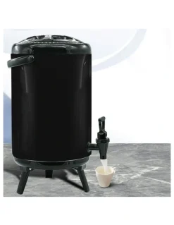 SOGA Stainless Steel Insulated Milk Tea Barrel 8L in Black