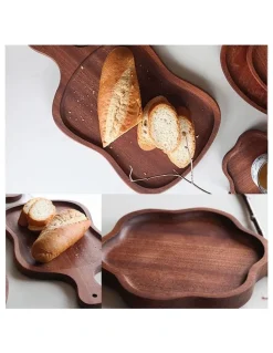 SOGA Wooden Serving Tray with Handle 18cm in Brown