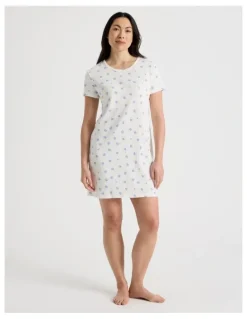 Soho Everyday Pointelle Short Sleeve Nightie in Vintage Ditsy Floral Print