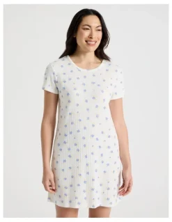 Soho Everyday Pointelle Short Sleeve Nightie in Vintage Ditsy Floral Print