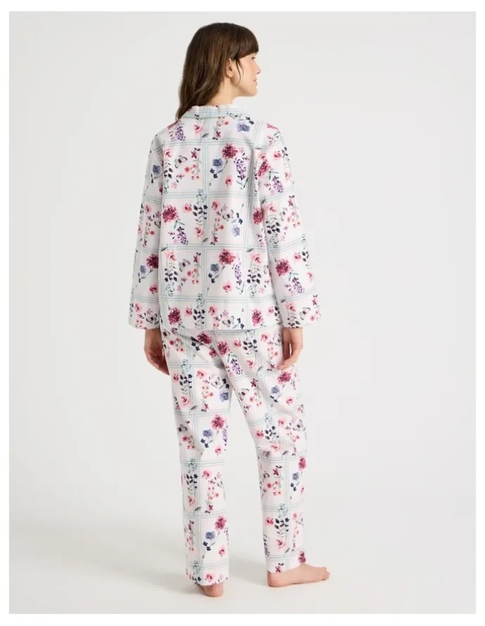 Soho Flannelette Pyjama Set in Floral Grid Print