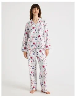 Soho Flannelette Pyjama Set in Floral Grid Print