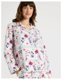 Soho Flannelette Pyjama Set in Floral Grid Print
