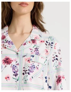 Soho Flannelette Pyjama Set in Floral Grid Print