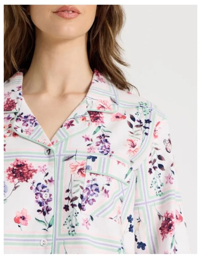 Soho Flannelette Pyjama Set in Floral Grid Print