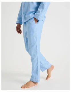 Soho Long Sleeve Cotton Sateen Pyjama Set in Herringbone Plain