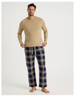 Soho Long Sleeve Tee and Flannelette Pant Pyjama Set in Cabin Check