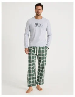 Soho Long Sleeve Tee and Flannelette Pant Pyjama Set in Sloth Print