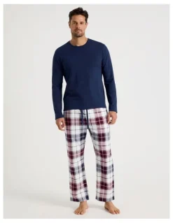 Soho Long Sleeve Tee and Flannelette Pant Pyjama Set in Classic Check