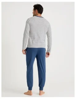 Soho Long Sleeve Tee and Jogger Knit Pyjama Set in Classic Stripe