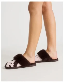 Soho Nala Slipper in Chocolate Cow Print