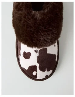 Soho Nala Slipper in Chocolate Cow Print