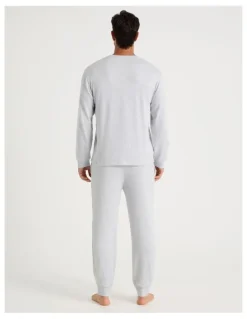 Soho Plain Cosy Knit Pyjama Set in Grey Marle