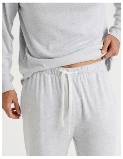 Soho Plain Cosy Knit Pyjama Set in Grey Marle