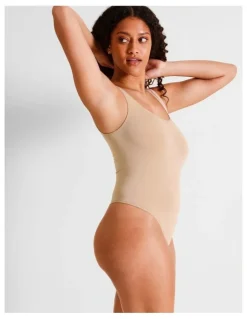 Soho Seamless Square Bodysuit in Beige