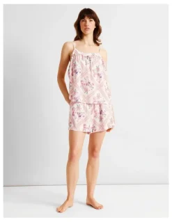 Soho Serene Woven Cami Boxer Set in Diamond Floral Print