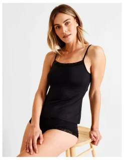 Soho Smooth Lace Cami in Black