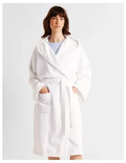 Soho Terry Hooded Robe in White