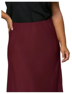 Something 4 Olivia Luxe Satin Maxi Skirt in Burgundy
