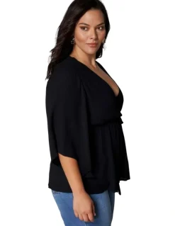 Something 4 Olivia Salma Wrap Blouse in Black