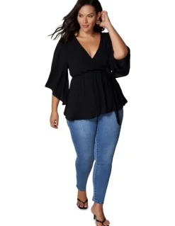 Something 4 Olivia Salma Wrap Blouse in Black