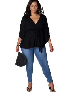 Something 4 Olivia Salma Wrap Blouse in Black