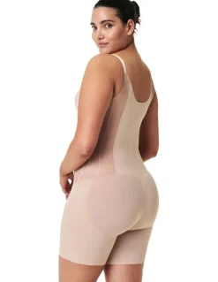 Spanx Colour Contour Open Bust Mid Thigh Bodysuit in Brown