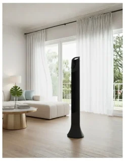 Spector Electric Bladeless Tower Fan Oscillating DC Motor 3 Speeds Timer Remote in Black