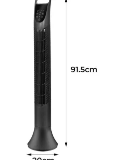 Spector Electric Bladeless Tower Fan Oscillating DC Motor 3 Speeds Timer Remote in Black