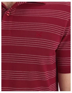 Sportscraft Pique Polo in Wine Stripe