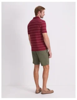 Sportscraft Pique Polo in Wine Stripe